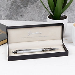Stratton of Mayfair Floral Etched Design Ballpoint Pen - Black Ink