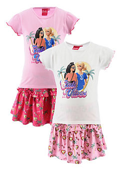 Suncity Kids Pack of 2 Barbie Cali Vibes T-Shirt & Skirt Set