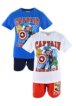 Suncity Kids Pack of 2 Captain America T-Shirt & Shorts Set