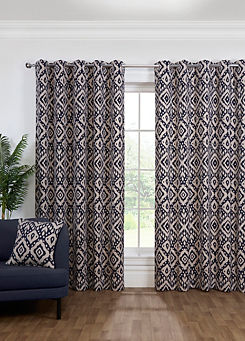 Sundour Marrakech Pair of Lined Eyelet Printed Curtains