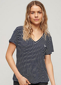 Superdry Stripe Short Sleeve V-Neck T-Shirt