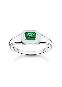 THOMAS SABO Green Stone Silver Ring