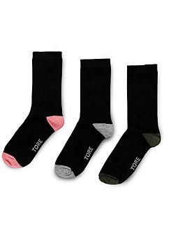 TORE Ladies Pack of 3 Black 100% Recycled Classic Socks