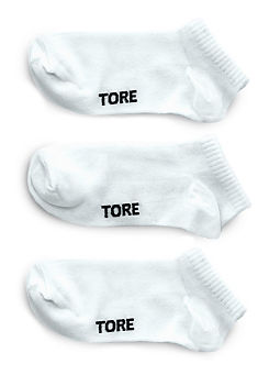TORE Ladies Pack of 3 White 100% Recycled Half Cushioned Trainer Socks