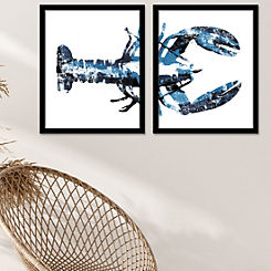 The Art Group Set of 2 Framed Lobster Prints by Dan Hobday