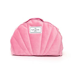 The Flat Lay Co. Pink Velvet Shell Open Flat Makeup Bag