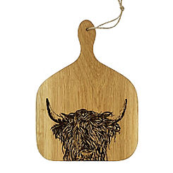 The Just Slate Company Engraved Medium Hanging Paddle Highland Cow