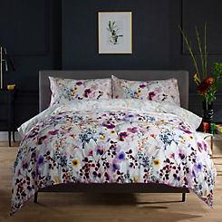 The Lyndon Company Lilac Watercolour Meadow 100% Cotton 180 Thread Count Duvet Cover Set