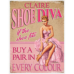 The Original Metal Sign Company Personalised Shoe Diva Metal Sign for the Home