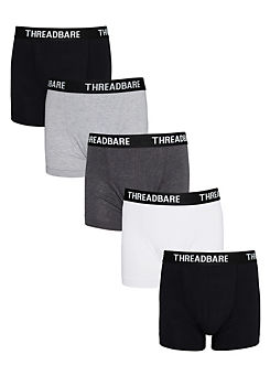 Threadbare Pack of 5 Essential Mix Hipster Boxer Shorts