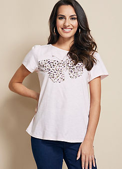 Together Blush Butterfly Print Top