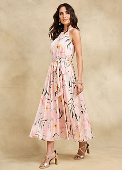 Together Blush Floral Print Midi Dress