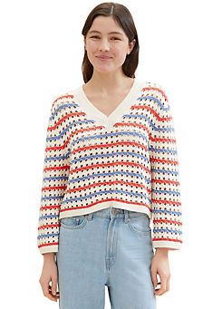 Tom Tailor Knitted Stripe V-Neck Sweater