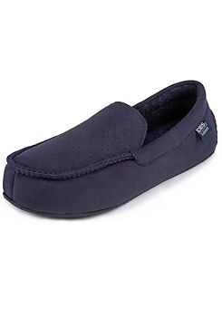 Totes Isotoner Men’s Airtex Suedette Moccasin Navy Slippers