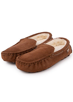 Totes Men’s Tan Real Suede Moccasin Slippers