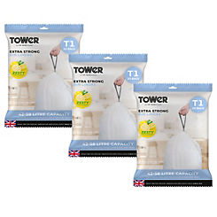 Tower Pack of 3 Lemon Scented Bin Liners for 42 to 58 Litre Bins