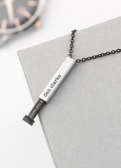 Treat Republic Personalised Black and Silver Square Hidden Message Capsule Men’s Necklace
