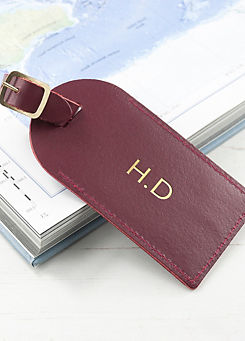 Treat Republic Personalised Burgundy Foiled Leather Luggage Tag