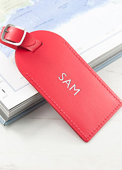 Treat Republic Personalised Red Foiled Leather Luggage Tag