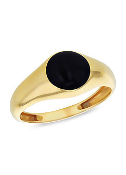 Tuscany Gold 9CT Yellow Gold Black Enamel Signet Ring