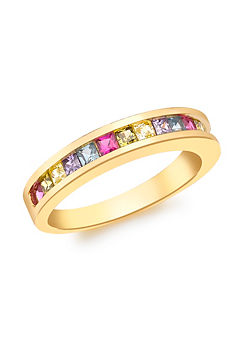 Tuscany Gold 9CT Yellow Gold Multi-Coloured CZ Half-Eternity Ring