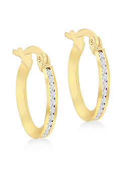 Tuscany Gold 9CT Yellow Gold Round CZ Endless Hoop Earrings