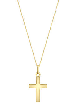 Tuscany Gold 9ct Yellow Gold Cross Pendant on a Curb Chain
