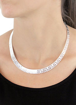 Tuscany Silver Sterling Cleopatra-Style Grecian-Detail Necklace 43cm & 17inch