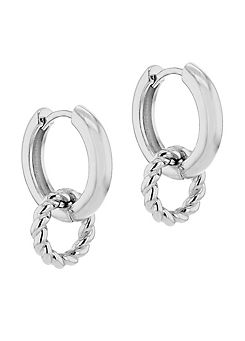 Tuscany Silver Sterling Rhodium Plated 11mm x 22mm Twisted Ring Hoop Creole Earrings