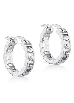 Tuscany Silver Sterling Silver Curb Chain Hoop Earrings