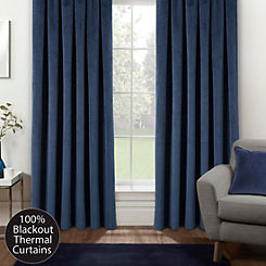 Tyrone Oxford Thermal Blackout Velvet Pencil Pleat Curtains