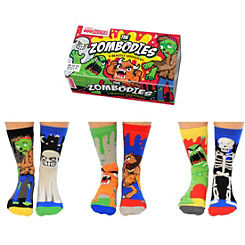 United Oddsocks The Zombodies Box - 6 Pairs of Beastly Odd Socks for Kids to Mix and Mismatch