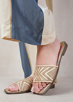 Where’s That From Blossom Gold Metallic Textured Flat Sandals