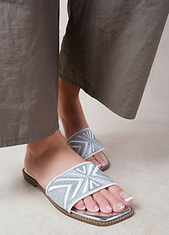 Where’s That From Blossom Silver Metallic Textured Flat Sandals