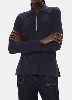Whistles Zip Polo Knit Jumper