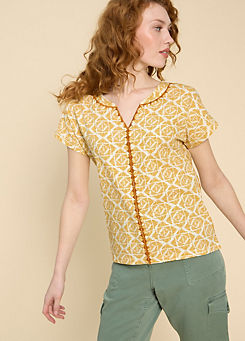 White Stuff Nelly Yellow Embroidered Tee