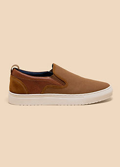 White Stuff Tan Canvas Leather Mix Slip On Trainers