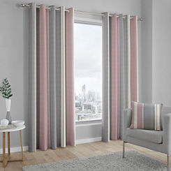 Whitworth Stripe Pair of Lined Eyelet Curtains
