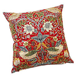 William Morris Crimson Strawberry Thief 43 x 43 cm Filled Cushion