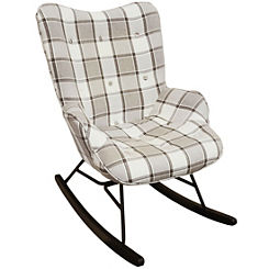 Wing Arm Metal Framed Padded Rocking Chair