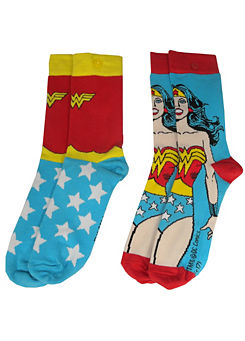 Wonder Woman Ladies Socks - Two Pair Pack