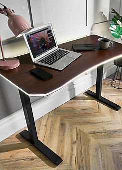 X Rocker XR Living - Oka Office Desk with LED Lights & Wireless Charging - Walnut