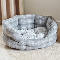 Zoon Pets Grey Plaid Oval Bed