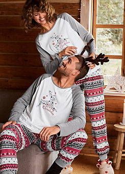 bonprix Fairisle Reindeer Printed Pyjama Set