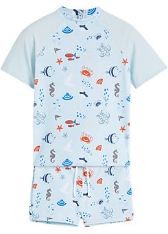 bonprix Kids Sea Print Vest & Shorts Swim Set