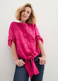 bonprix Knotted Broderie Blouse