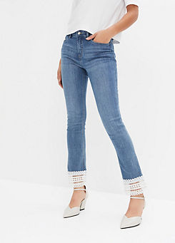 bonprix Lace Trim Straight Leg Jeans