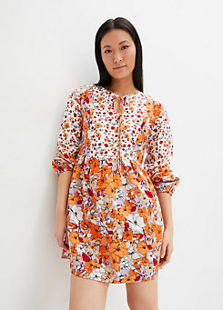 bonprix Linen Mix Floral Print Tunic Dress