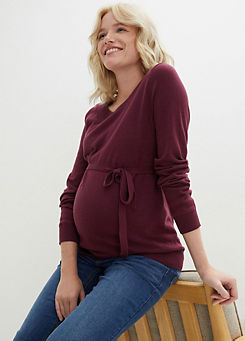 bonprix Maternity Long Sleeve Belted Jumper