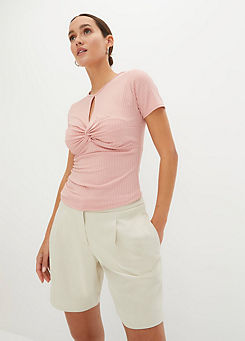 bonprix Ribbed Knotted Top